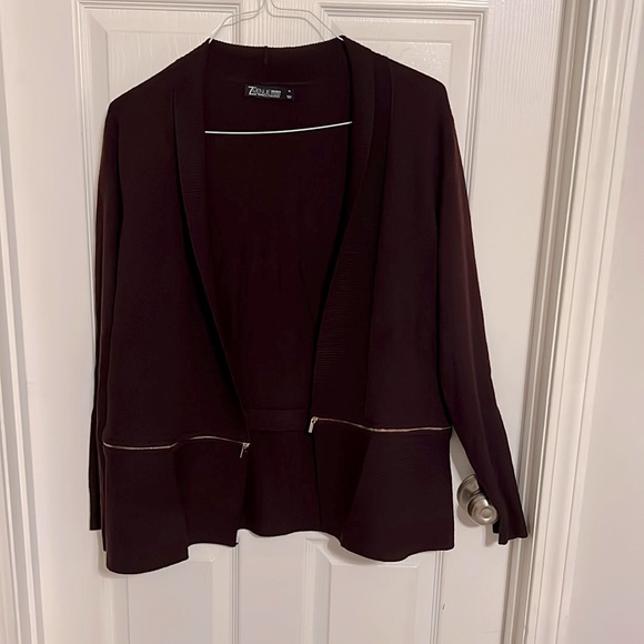 New York & Company Sweaters - Maroon cardigan.  Zipper goes all around and can be removed for shorter length.